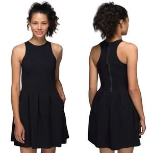 Lululemon Women Black Here To There Active Athletic  Zip Up Dress Size 6 Small
